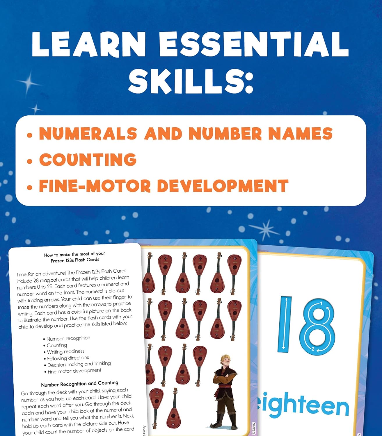Disney Learning Frozen 2 BIG Number Flash Cards for Counting Numbers 0-25, Numbers Flash Cards for Kids Ages 4-8, Preschool, Kindergarten, and 1st Grade, Math Flash Cards