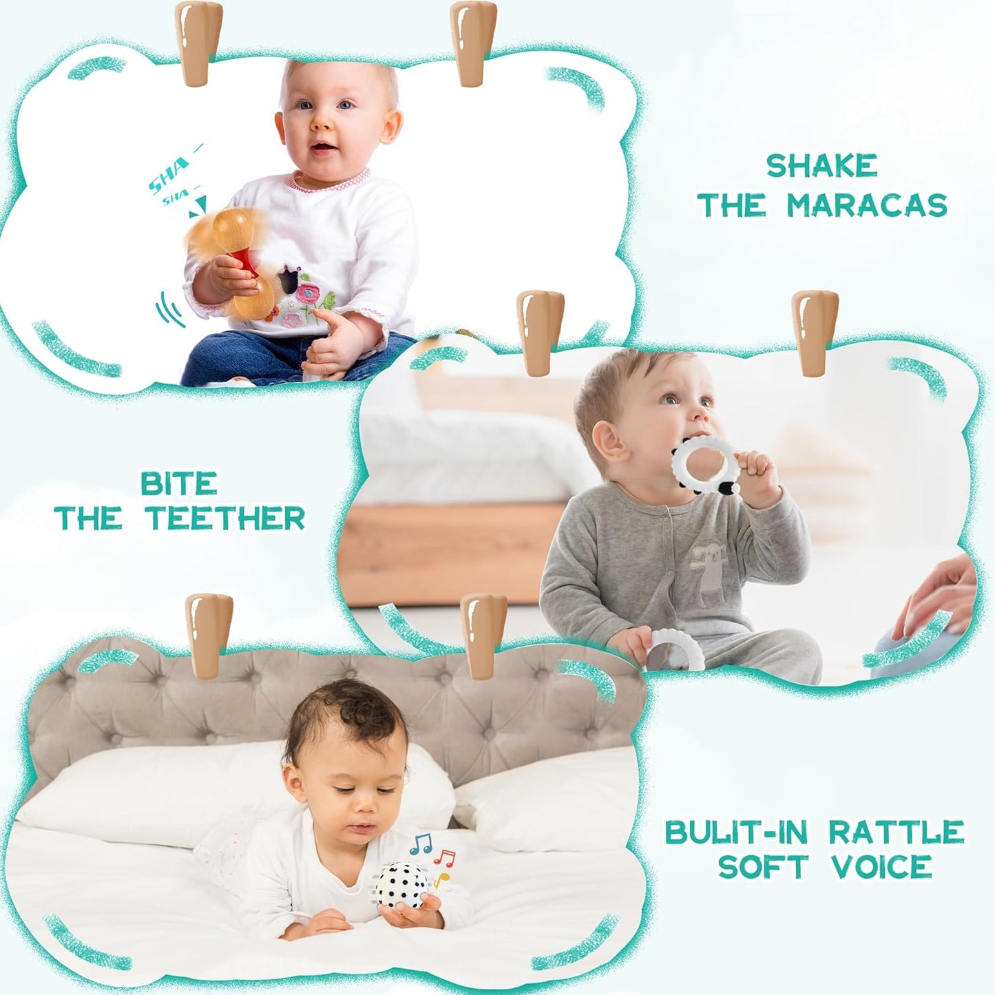 WOODMAM Montessori Toys for Babies 7-12 Months, 9 in 1 Educational Wooden Toys Set, Includes Object Permanent Box, Stacking Cups, Mirror Puzzle, Ring Stacker and More