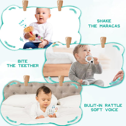 WOODMAM Montessori Toys for Babies 7-12 Months, 9 in 1 Educational Wooden Toys Set, Includes Object Permanent Box, Stacking Cups, Mirror Puzzle, Ring Stacker and More