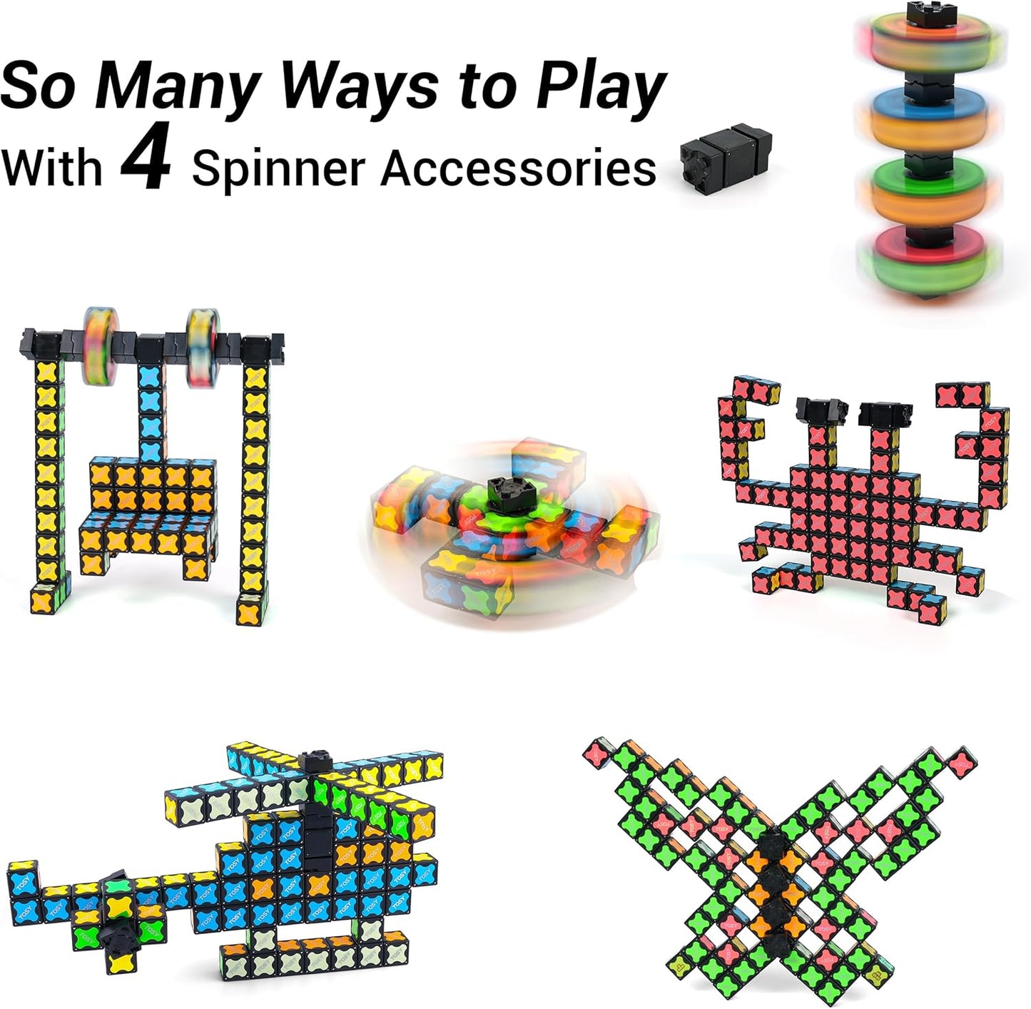 TOSY Magnet Cube 2x2 - 8 Blocks, 2in1 Toy: 2x2x2 Puzzle Cube and Customizable Infinity Cube, Easter Basket Stuffers Gifts for Kids/Grandkids, Glowing w/ UV Flashlight, STEM Toy, 2-Pack