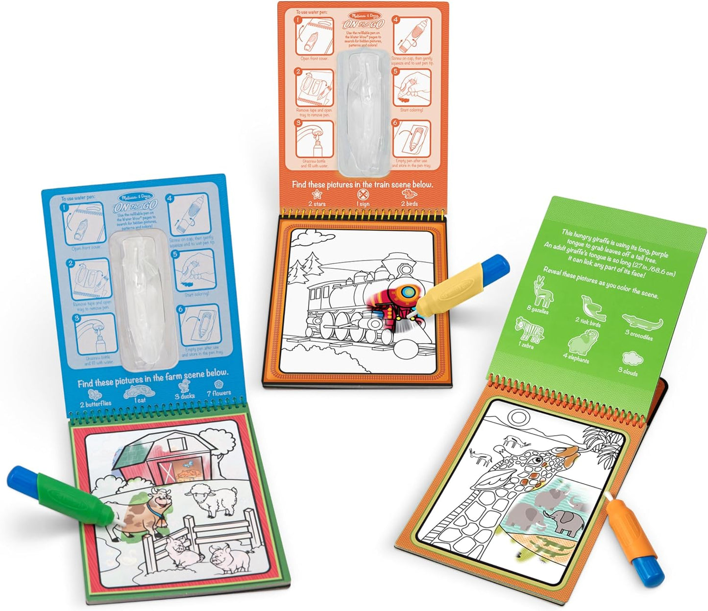 Melissa & Doug Water Wow! Reusable Water-Reveal Activity Pad 2-Pack - Vehicles, Animals Travel Toys, Party Favors, Mess Free Coloring Books for Kids Ages 3+ - FSC Certified