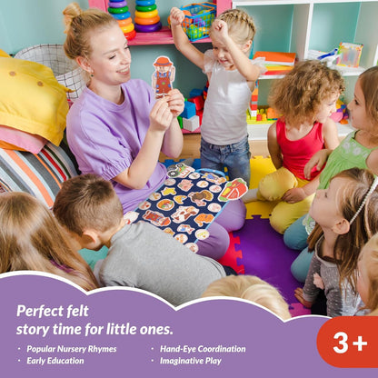 CHEFAN Felt/Flannel Board Story Set of 4, PRECUT Felt Pieces for Preschool Toddlers Circle Time,We are Going On A Bear Hunt, Mary Had A Little Lamb, Little Bo-Peep, Little Boy Blue