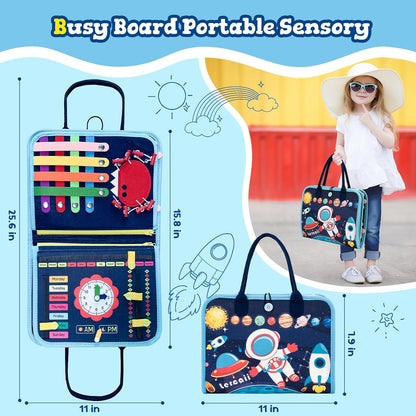Toddler Busy Board Book Montessori Toys,Sensory Book Educational Activities for Learning Fine Motor Skills, Quiet Travel Essentials for Airplane & Car, Birthday Gift for Boys Girls Toddlers
