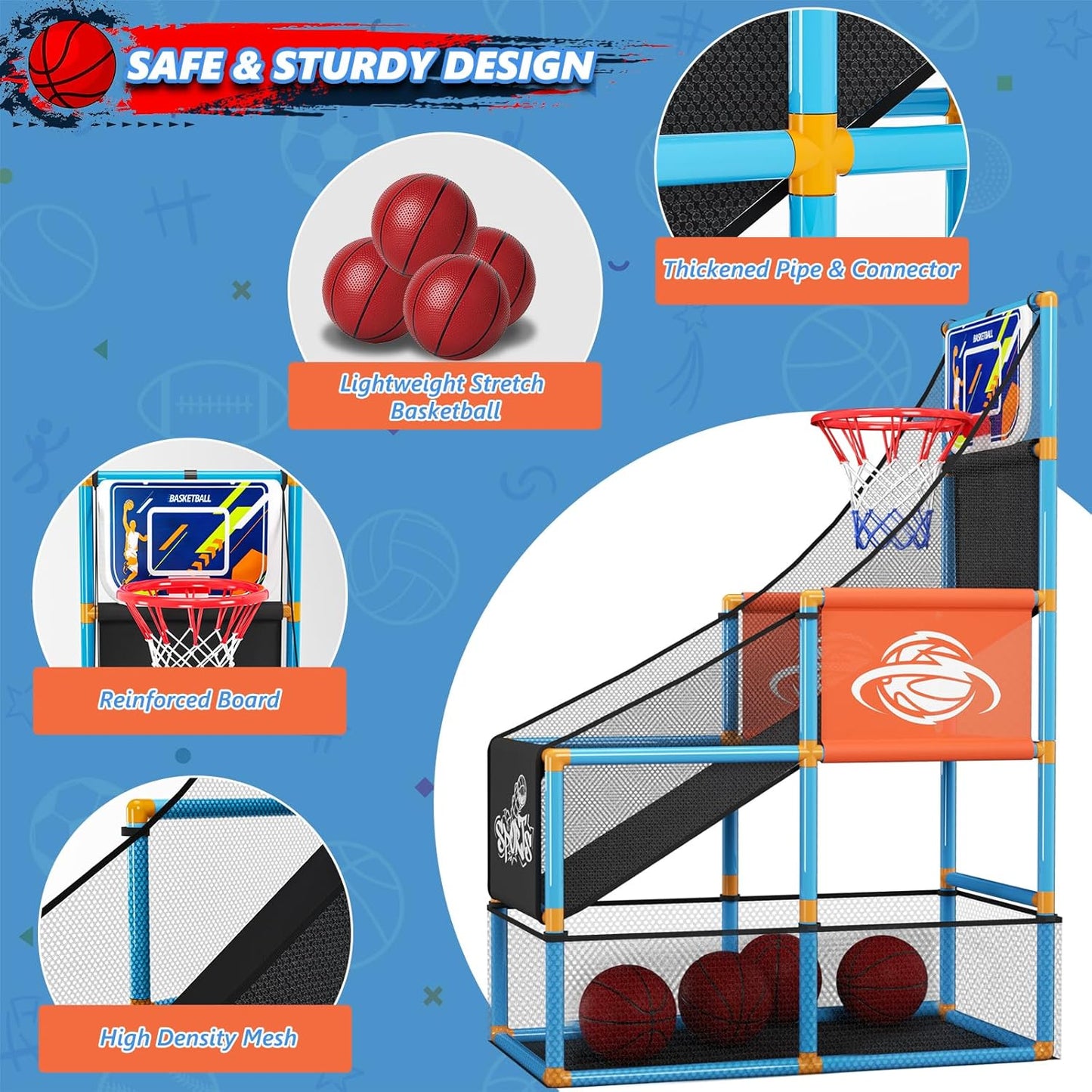 Toddler Basketball Hoop & Soccer Goal Baseball Play Activity Center,Toys for 1 2 3 Year Old Boys Girls,Montessori Sports Toys with Sound Music Christmas Birthday Gifts for Baby Kids 12 Months+