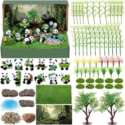 Teyva Daily 48 Pcs Dinosaur Diorama Kit Habitat Project Box Set 3D Dinosaurs Diorama Supplies Include Dinosaurs Model Figures & Eggs Volcano Artificial Trees with Cardboard for DIY Crafts Gifts
