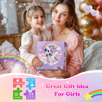 72 Pieces Shimmery Jumbo Mermaid Floor Puzzle for Girls 3-5 4-6 Age Floor Puzzles for Boys and Girls Large Round Floor Jigsaw Puzzles (Mermaid)
