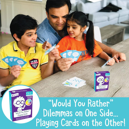 Open The Joy Would You Rather Card Game for Kids, 54+ Conversation Starters Cards of Silly Dilemmas Questions, Travel Card Game for Children Age 4–6+