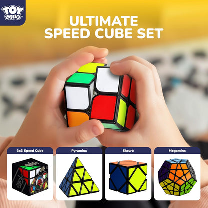 STEAM Life Speed Cube Set 5 Pack Magic Cube | Includes Speed Cubes 3x3, 2x2 Speed Cube, Pyramid Cube, Megaminx Cube Puzzle Cube Bundle for Kids & Adults
