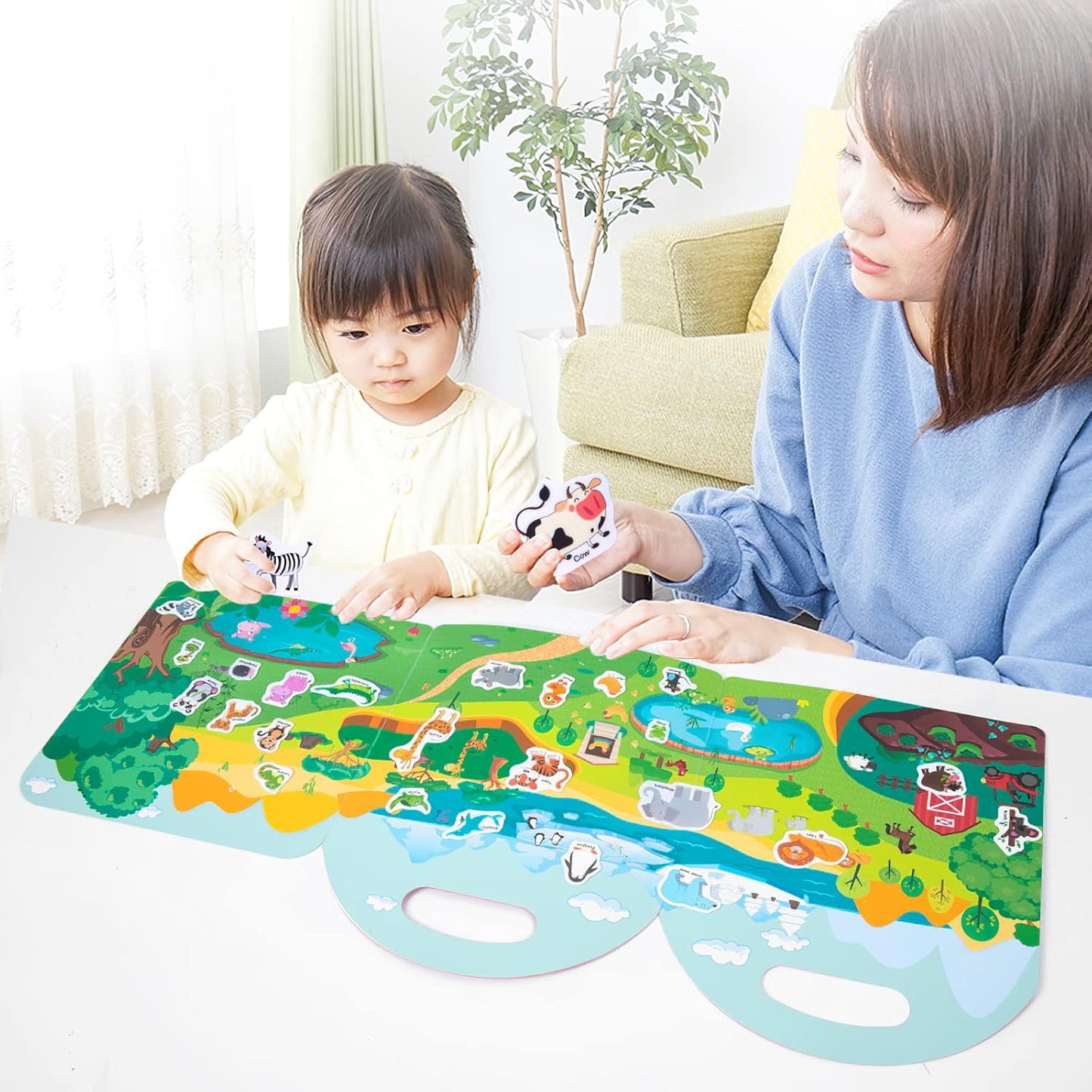 Jelly Reusable Sticker Books for Toddlers 1-3 2-4 Years, Portable Travel Toys Sticker Activity Book for Kids 2 3 4 Year Old Girls Boys (Animals)