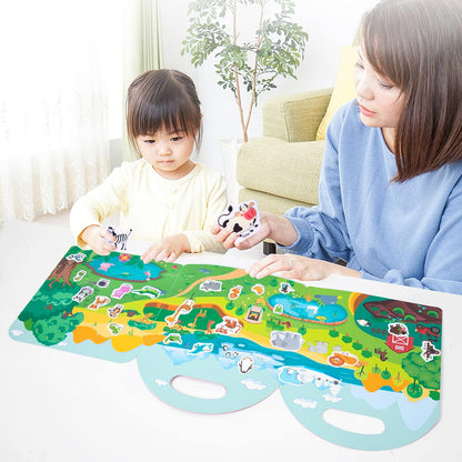 Jelly Reusable Sticker Books for Toddlers 1-3 2-4 Years, Portable Travel Toys Sticker Activity Book for Kids 2 3 4 Year Old Girls Boys (Animals)