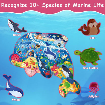 Dinosaur Puzzles for Kids Ages 6-8 Years Old 295 Piece Jigsaw Puzzles Unique Animal Shape Floor Puzzle Ages 8-10 Learning Educational Toys Birthday Gift for Boys Girls Ages 10-12