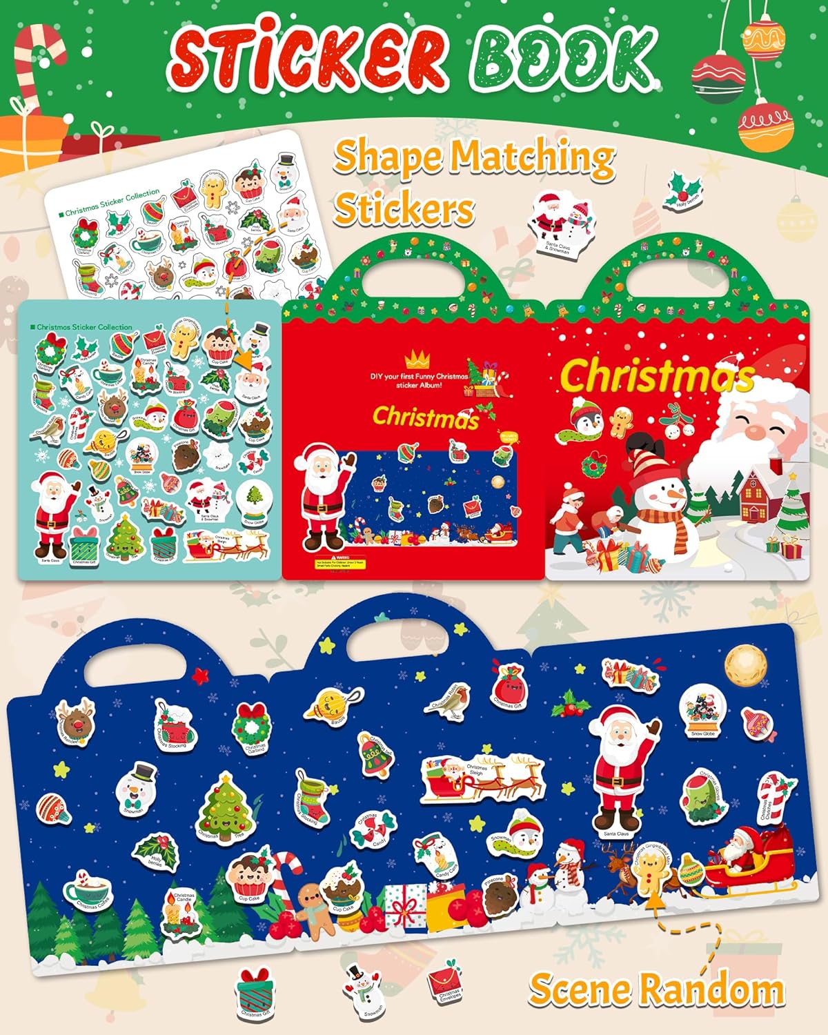 Benresive Reusable Sticker Books for Toddlers, Fun Travel Stickers for Kids, Toddler Sticker Book, Crafts Activities for Toddlers, 3 and Up Birthady Gifts - Vehicle