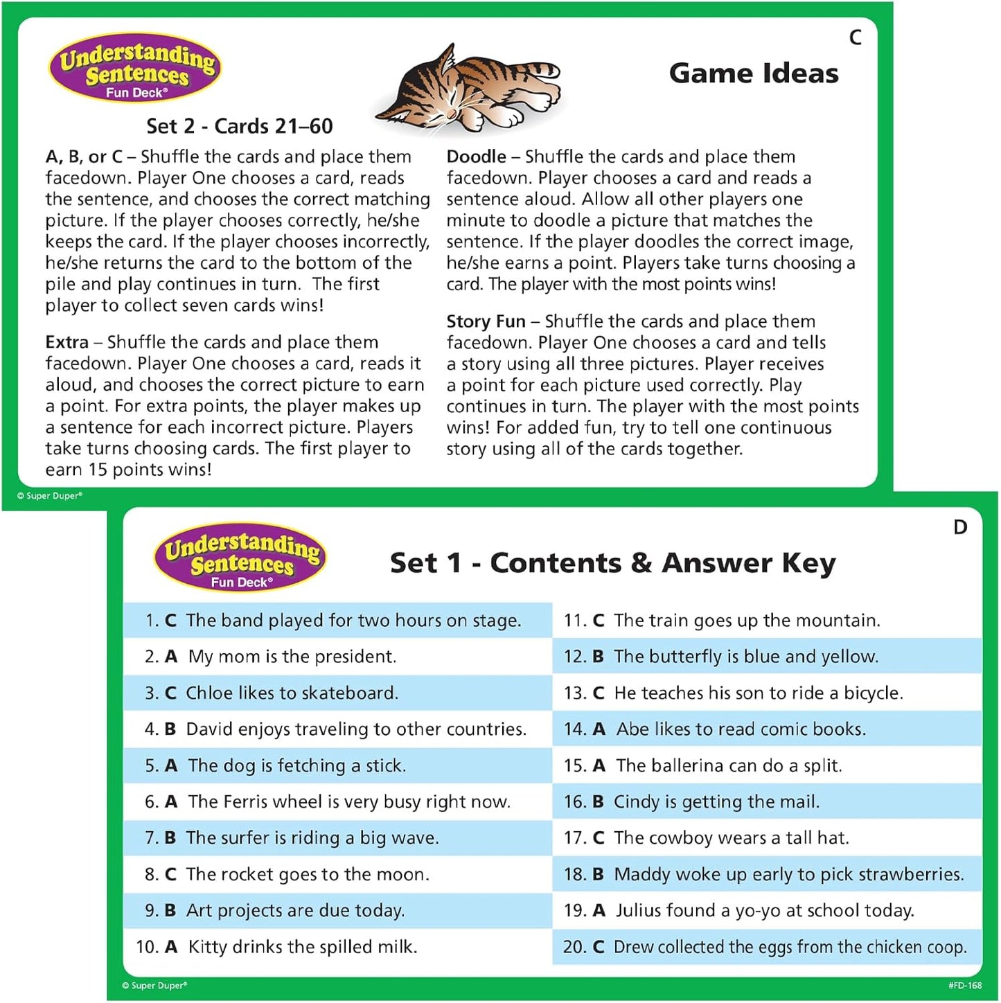 Super Duper Publications | Understanding Sentences Fun Deck with Secret Decoder | Educational Learning Resource for Children