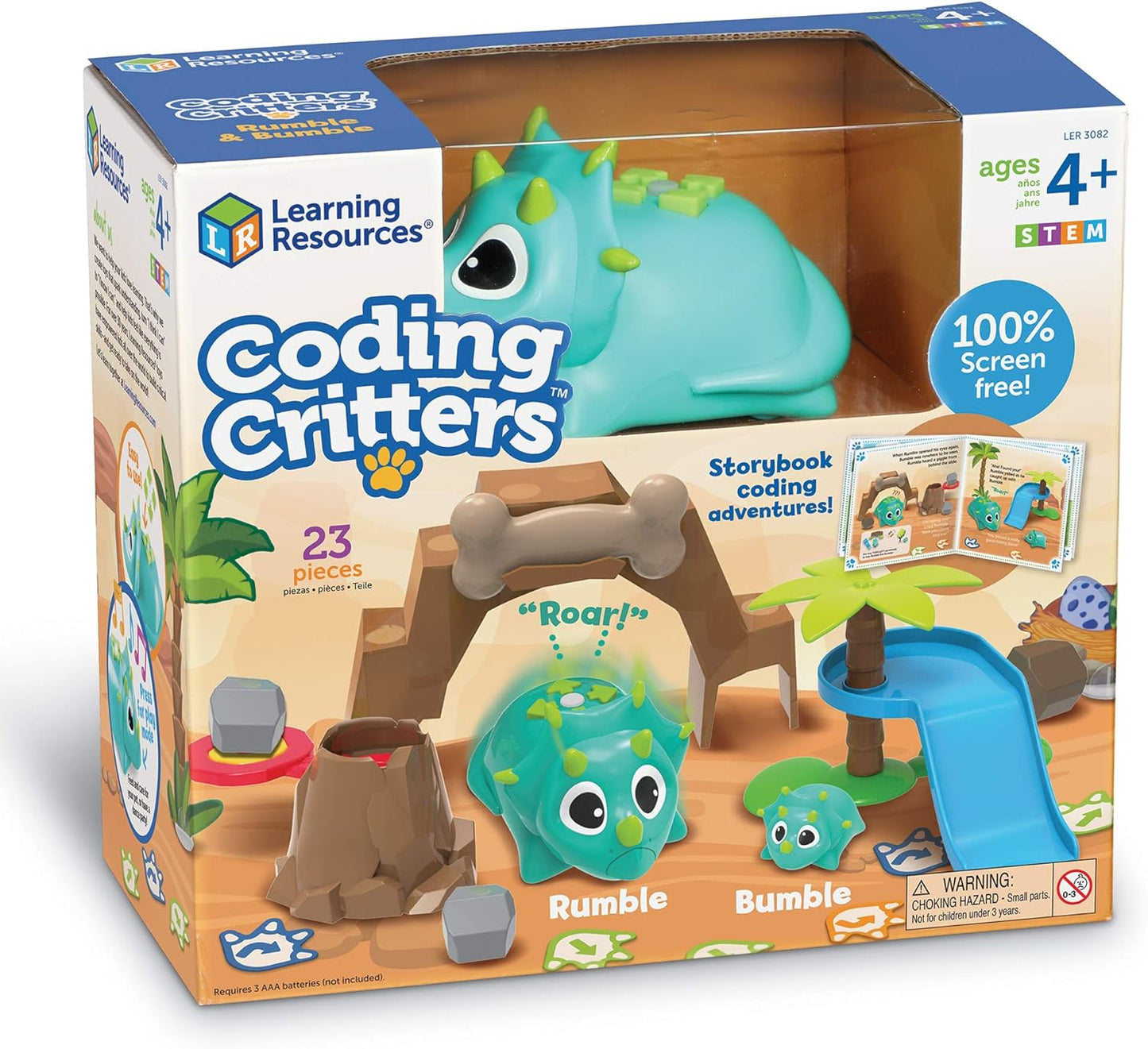 Learning Resources Coding Critters Rumble & Bumble Set, Electronic Learning & Education Toys, Screen Free Toys For Kids, STEM Coding For Kids Ages 4 and Up, Interactive Dinosaur Kit