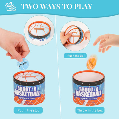 GiftAmaz Sight Words Games, Basketball Flash Cards Letters Learning Game, Toddler Classroom Reading Letters Phonic Spelling Toy, Montessori BoxInPlay, Educational Cardboard Birthday Toy for Kid