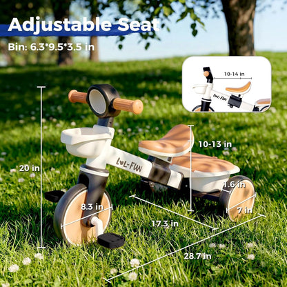 Tricycle for Toddlers 1-3 Years Old Toy, Adjustable Kids Bike for Boys Girls Birthday Gift Age 2-4, Baby Trike with Storage Baskets & Removable Pedals
