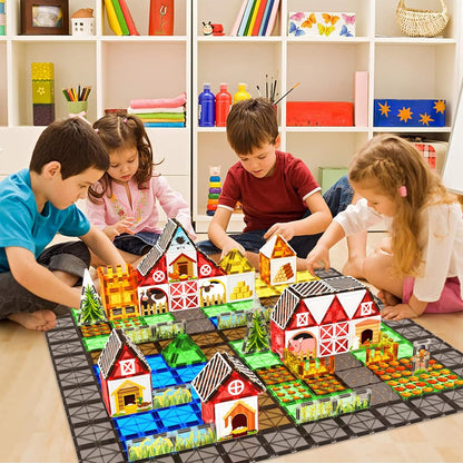 Magnetic Tiles, Magnetic Blocks Engineering Construction Vehicle Road Set, Toddler Toys for 3 4 5 Year Old Boys Girls Montessori Preschool Classroom Must Haves STEM Educational Kids Toys Birthday Gift
