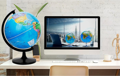 Exerz 8" World Globe - Political Map Educational- Self Assembled School Globe