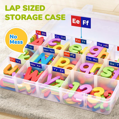 Gamenote Classroom Magnetic Alphabet Letters Kit 238 Pcs with Double - Side Magnet Board - Foam Alphabet Letters for Preschool Kids Toddler Spelling and Learning Colorful ABC Education Fridge Magnets