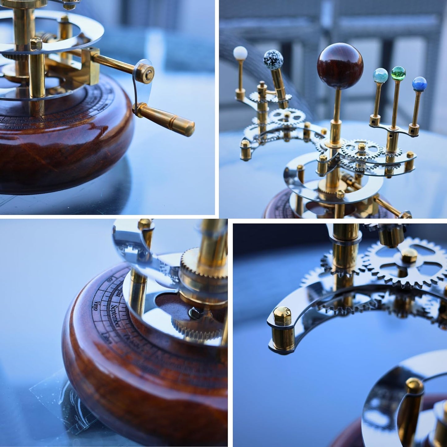 Solar System Model | Educational & Decorative Astronomy Orrery | Premium Brass Mechanical Planetarium (8" Earth & Moon)
