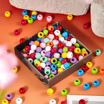 160pcs 12mm Plastics Acrylic Beads Mix 10 Color Large Hole Hair Beads(Hole:5.5mm)