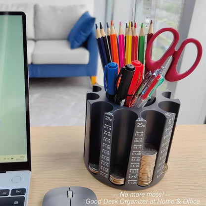 Byteen8 Coin Counter Change Sorter｜Pen & Pencil Holder as Desk Organizer｜Piggy Bank for Adults & Kids｜Coin Bank & Wrappers store 500pcs｜Creative Gifts for Kids & Family｜Easy to use