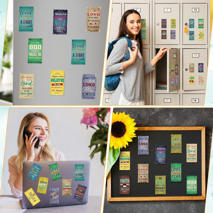 Blosssound 60 Pcs Inspirational Christian Magnets with Bible Verses Religious Refrigerator Magnet Motivational Quotes Fridge Scripture Positive Gifts for Home Office School Locker Decor(Scenery)