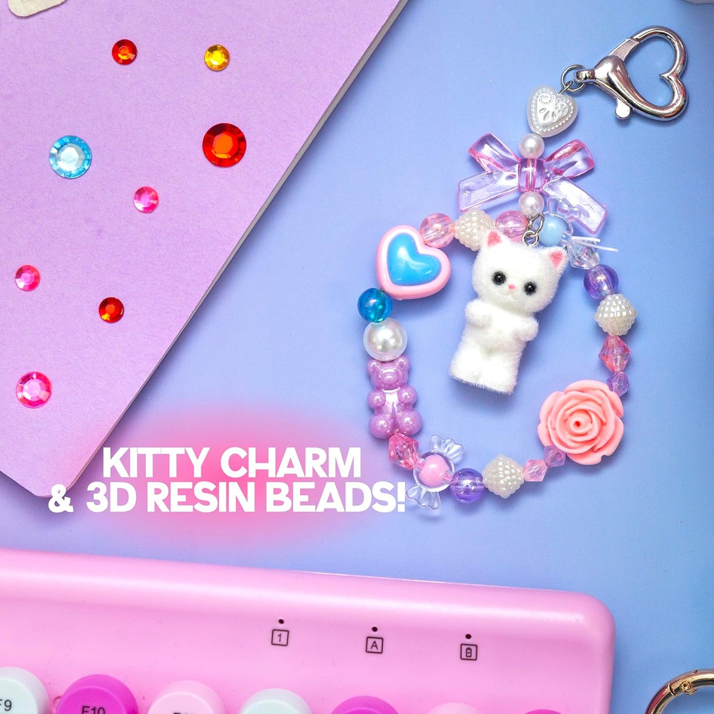 Just My Style Squishy Charms, Create 5 Squishy Bag Charms, Necklaces, Friendship Bracelets with Kawaii TPR Squishies in Pouches & Beads for Jewelry Making, Unique Jewelry Making Kit, Gifts for Girls