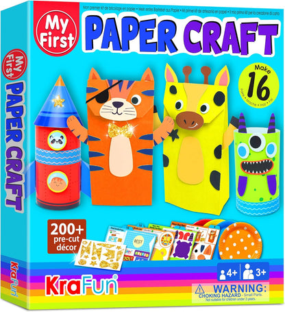 KRAFUN My First Unicorn Bunny Paper Craft Kit for Girls Age 3+, 18 DIY Arts & Crafts Projects, Paper Bags Plates Rolls, Creative Activity Set for Toddlers with Unicorn Bunny Fairy Princess