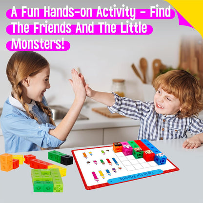 SpriteGru Math Linking Cubes, Math Cubes Manipulatives with Activity Cards Linking Cube Math Counters for Kids Kindergarten Learning Activities
