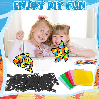 Lonfliness 32 Sets Solar System Suncatchers Crafts Kit DIY Outer Space Window Stained Glass Effect Paper Planet Home School Classroom Decoration Art Craft Creative Activity Project Gift Favor