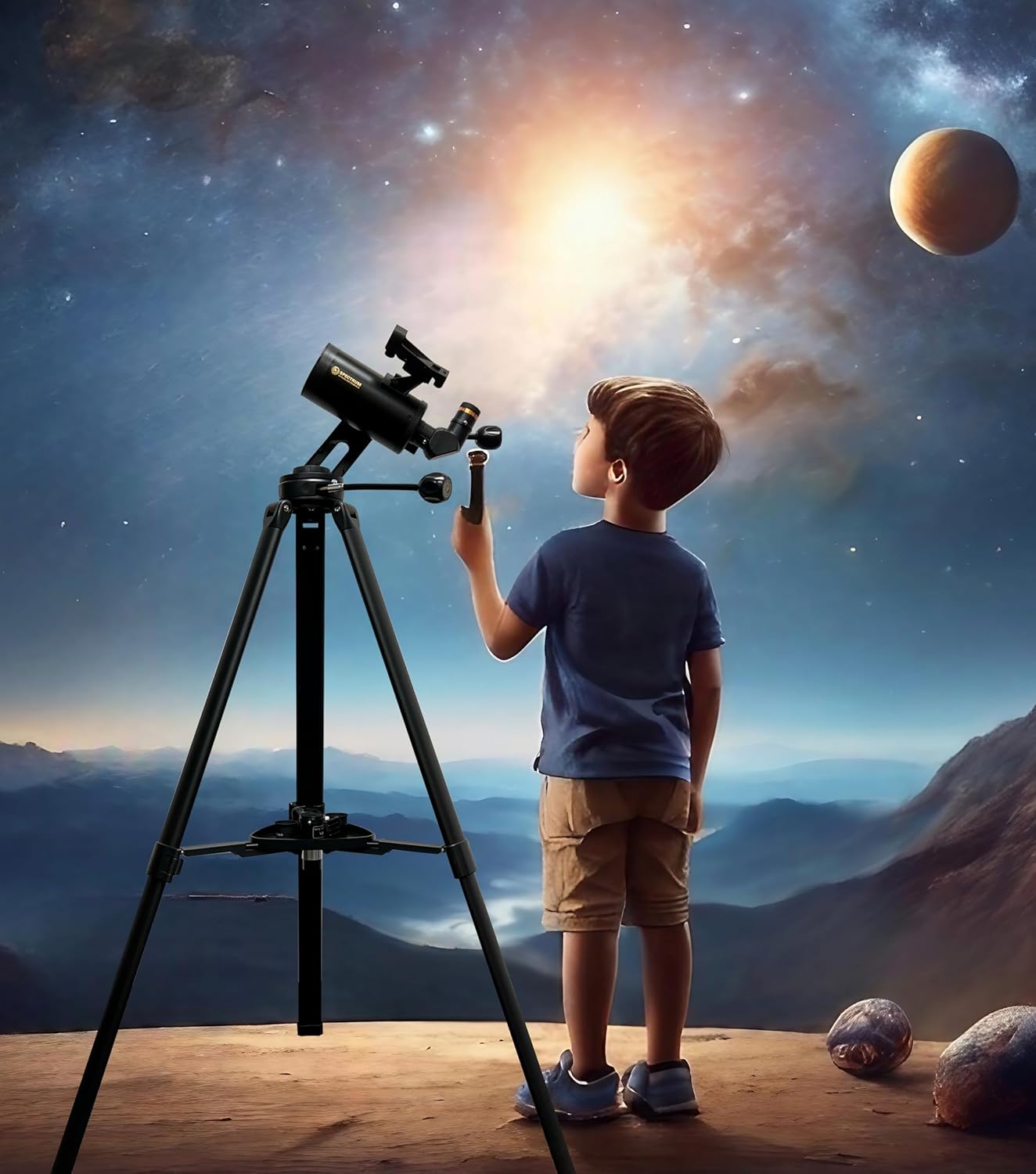 SpectrumOI Telescope for Kids, Telescope for Adults Astronomy Gifts for Kids 8-12 - Premium Refractor 70mm Aperture with Carry Bag and Phone Holder
