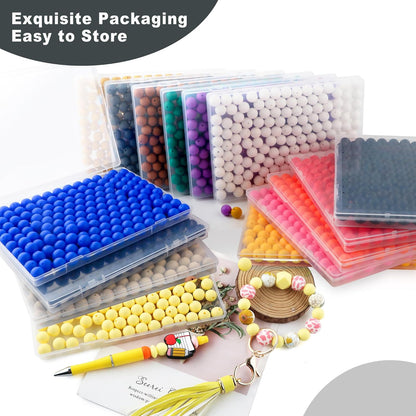 65Pcs 19mm Silicone Beads for Keychain Making Bracelet Necklace, Bulk Round Silicone Beads for Pens（Christmas Green） - Colors A