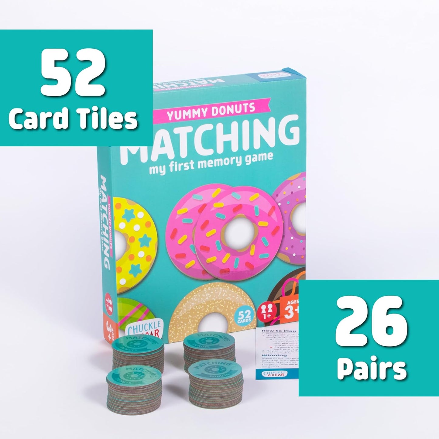 Chuckle & Roar Alphabet Matching Memory Game - Multicolor Tiles Concentration-Boosting Toddler Games - Uppercase & Lowercase Alphabet Learning - Travel-Friendly Matching Activity for Toddlers 3+