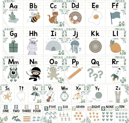 Hadley Designs Alphabet for Classroom Wall Decor - ABC Posters for Classroom Wall Chart Preschool & Kindergarten, ABC Letters & Number Line Elementary, Alphabet Cards, Pastel Classroom Decor