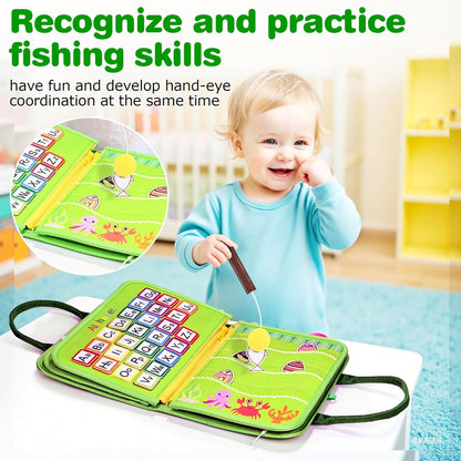 JHkim Busy Board Montessori Toys for 1 2 3 4 Year Old Boys Girls Gifts, Sensory Toy for Toddlers 1-3, Educational Activities Travel Toy for Airplane Car, Busy Book for Learning Fine Motor Skills,Blue