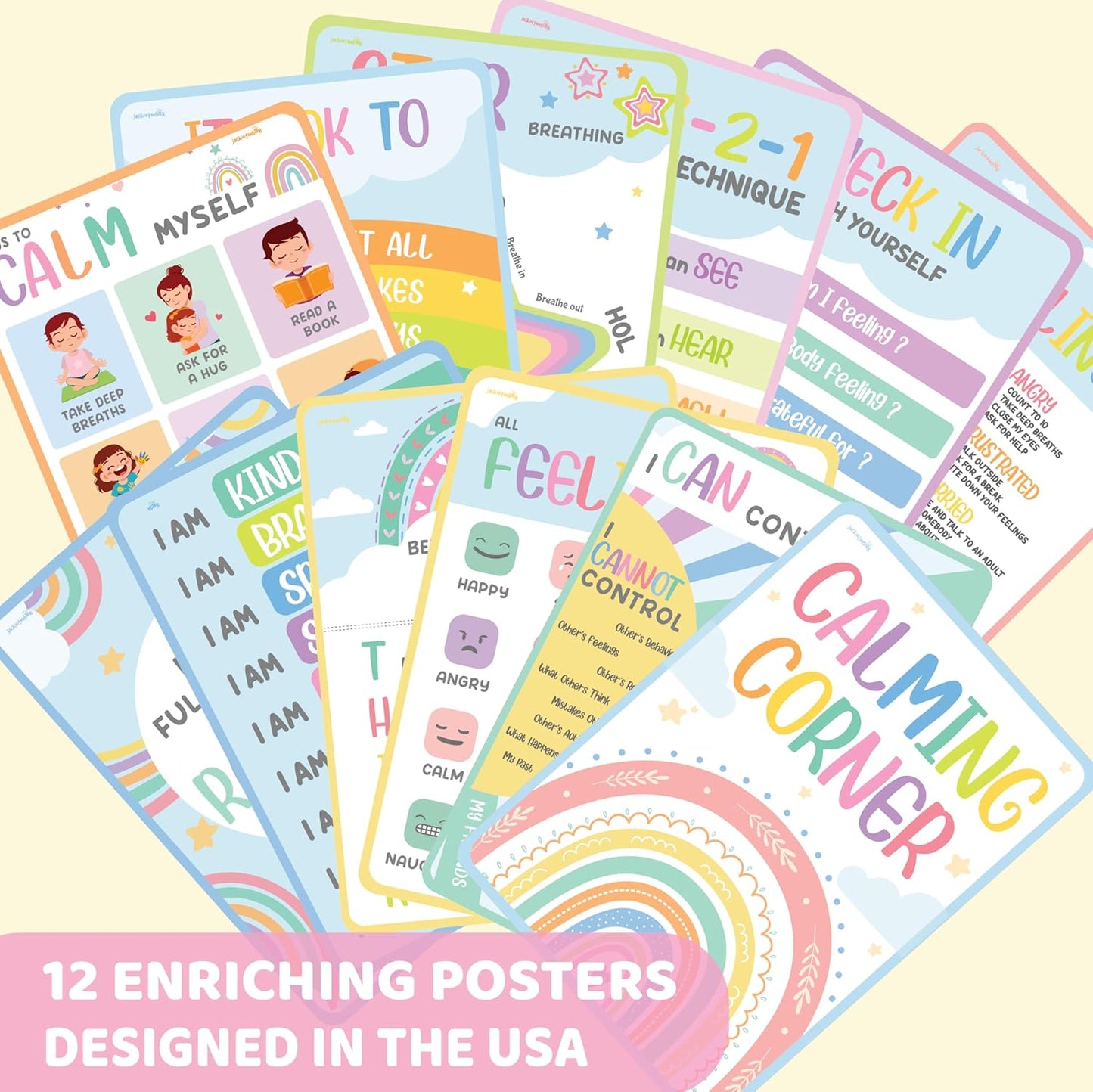 jackinthebox 12 Science Posters for Classroom - 12 x 17 inches Laminated, Middle School Science Posters, Posters for High School, Science Classroom Decor, Science Bulletin Board Sets for Kids.