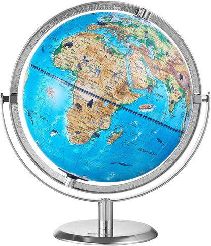 VEVOR Educational World Globe, 10 in/254 mm, Interactive Globe for Kids, with AR Golden APP, 720° Rotation, LED Night Lighting, 197 National Geographic Knowledge, STEM Toy, for Children Ages 4–10