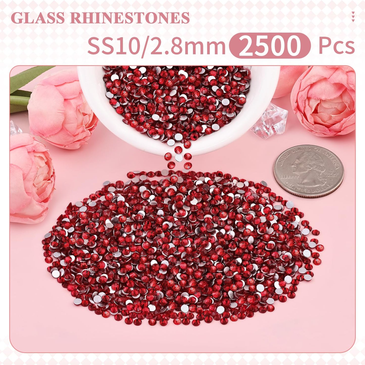 5000PCS SS6/2mm Glass Crystal Rhinestones (Clear), Bedazzling Flatback Rhinestones for Crafting DIY Crafts Nail Art Makeup Decoration, Gems Diamond Charms for Tumbler Shoes Clothing Mug