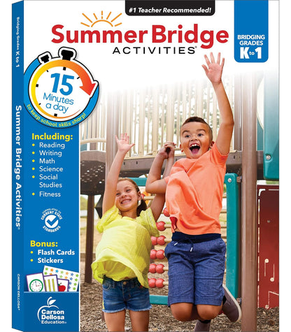 Summer Bridge Activities Kindergarten to 1st Grade Workbooks, Activity Book Ages 4-6 With Math, Phonics, Science, Social Studies, Writing Practice, Fitness, Flash Cards, Stickers, and More (Volume 2)