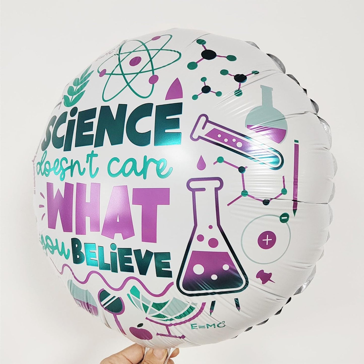 Science Party Decorations for Kids | 4 Pack STEM Foil Balloons with Lab Beaker and Science Icons | Educational Birthday Party Supplies for Classroom and Mad Scientist Theme