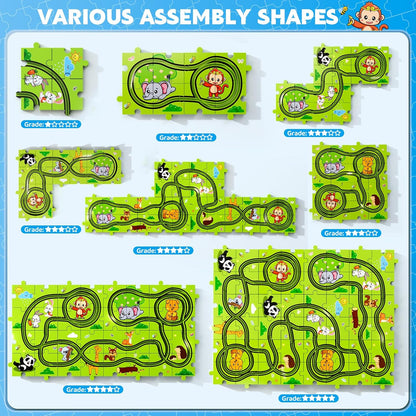 Beby Buty 64PCS Puzzle Track Car Set Toys for Kids Boys, Toddler Toys Gifts for 3 4 5 Year Old, Floor Puzzle Tracks Car for Boys Ages 3-5 4-6, for 3 4 5 6 Year Old