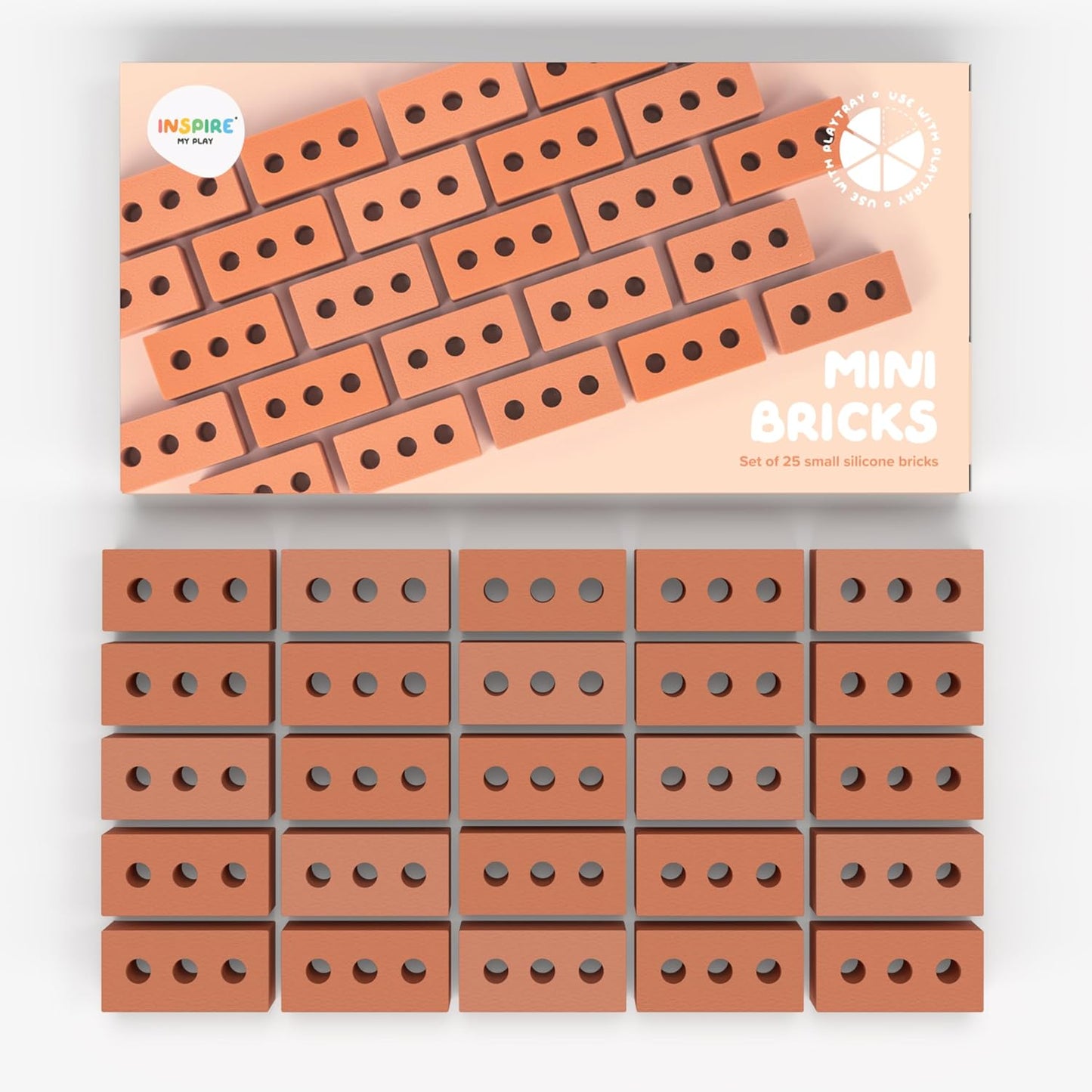 Inspire My Play 25 x Mini Silicone Building Blocks for Sensory and Messy Play - Construction Bin Filler - Creativity for Kids