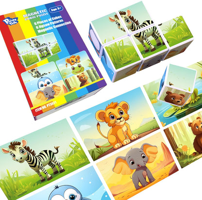 Pairez Toys 3D Magnetic Cubic Jigsaw Puzzle Toys for Toddlers, Large Building Blocks Cubes 1.65 Inches, Sensory & Montessori Toys for Kids 3-5