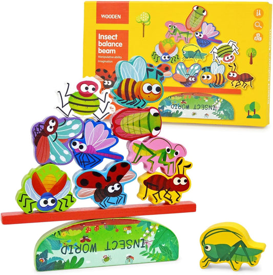 Vileafy Wooden Insect Toys for Kids -Bug Figurines Building Blcoks, Montessori Educational Wooden Toys for Preschool Learning, Fine Motor & Spring Nature Play Gift