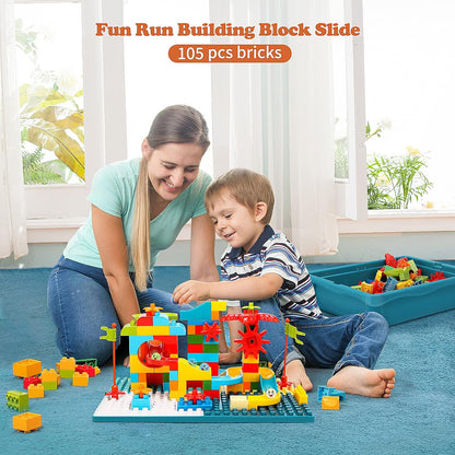 BEAURE 5-in-1 Multi Activity Sand Water Play Table, Double-Sided Kids Activity Table with Storage, 105pcs Marble Run Building Blocks Sensory Table for Kids Toddler Boys Girls