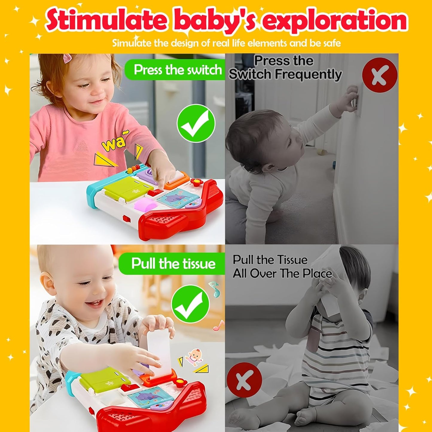 Montessori Busy Board Sensory Toys for Toddlers 1-3, Activity Music & LED Light Up Montessori Toys for 2+ Year Old, Travel Toys for 2 Year Old Boys & Girls, 2025