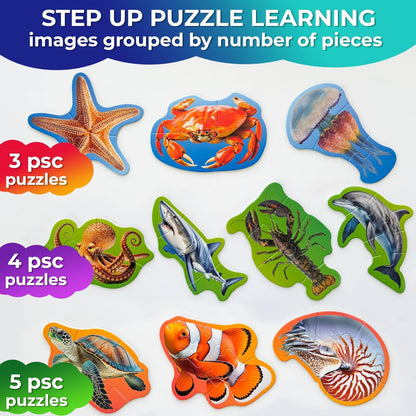 QUOKKA Toddler Puzzles Ages 2-4 - Large Floor Puzzles for Kids 3-5 - 8 Realistic Animal Shapes | Extra Thick Cardboard | Preschool Learning Game - 40 Big Piece Gift for Toddlers 1-3 Years Old