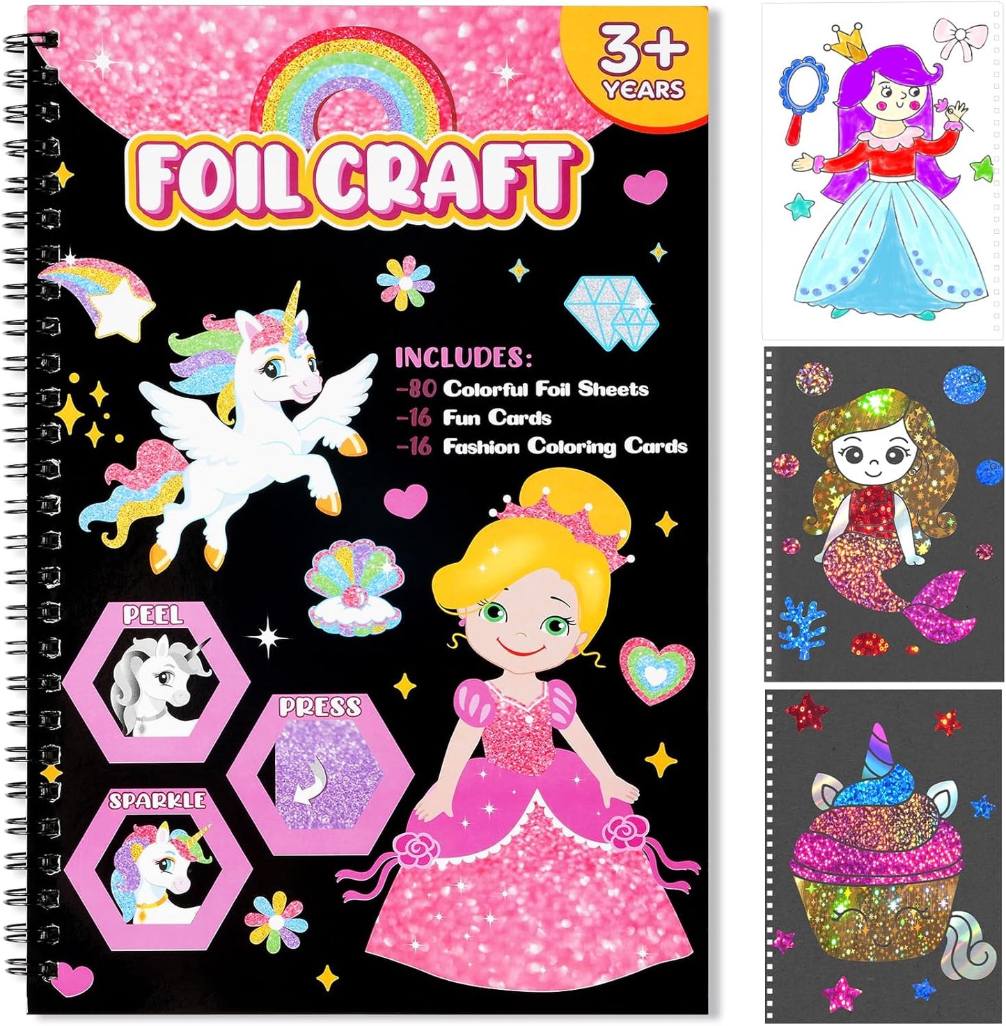 Foil Craft Bugs Butterfly DIY Art Fun Kits Set, No Mess Creative Foil Art Drawing Game for Kids, Birthday Gifts Crafts Supplies Travel Toys for Girls Boys Ages 4-9