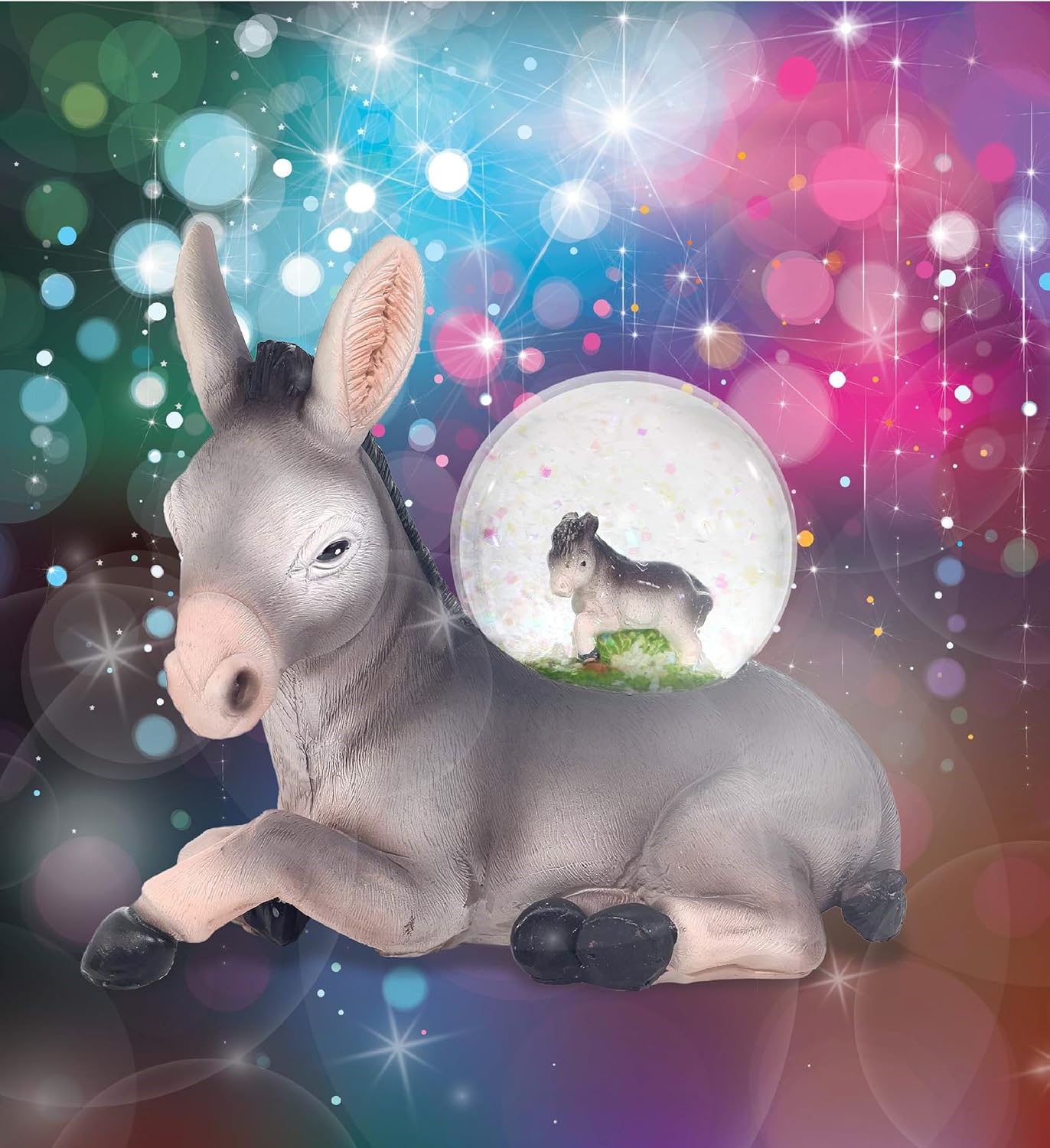 CoTa Global Donkey Snow Globe Decor - Beautiful Pink Sparkle Snow Donkey Figure Decor, Unique Snow Globes for Kids and Adults, Collectible Glitter Globes Ornament for Home, Birthday, Christmas - 45mm